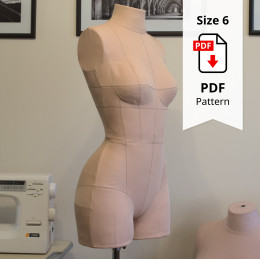 Sewing Pattern for Corset Dress Form Torso Set Size 6 With Low low Stretch Cover Included