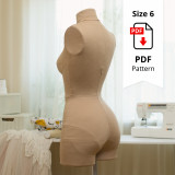 Sewing Pattern for Corset Dress Form Torso Set Size 6 With Elastic Cover Included