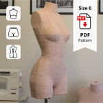 Sewing Pattern for Corset Dress Form Torso Set Size 6 With Low Stretch Cover Included
