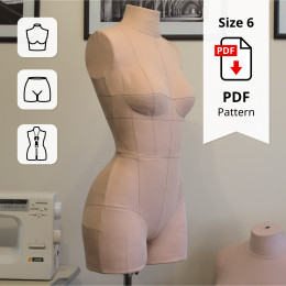 Sewing Pattern for Corset Dress Form Torso Set Size 6 With Low Stretch Cover Included