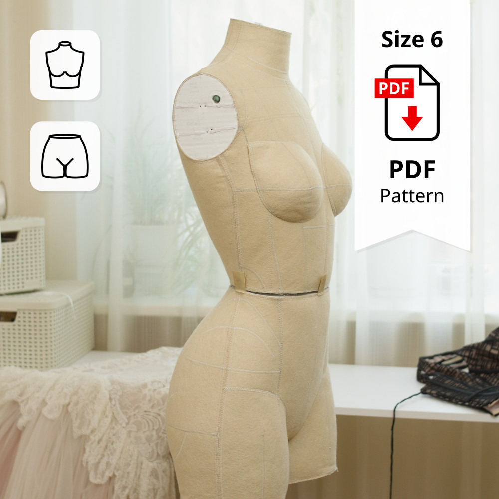 Sewing Pattern for Corset Dress Form Torso Set Size 6