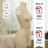Sewing Pattern for Corset Dress Form Torso Set Size 12-4