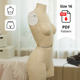 Sewing Pattern for Corset Dress Form Torso Set Size 16