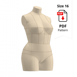 Sewing Pattern for Corset Dress Form Low Stretch Cover Size 16
