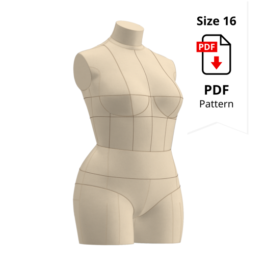 Sewing Pattern for Corset Dress Form Low Stretch Cover Size 16