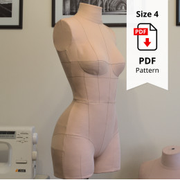 Sewing Pattern for Corset Dress Form Torso Set Size 4 With Low low Stretch Cover Included