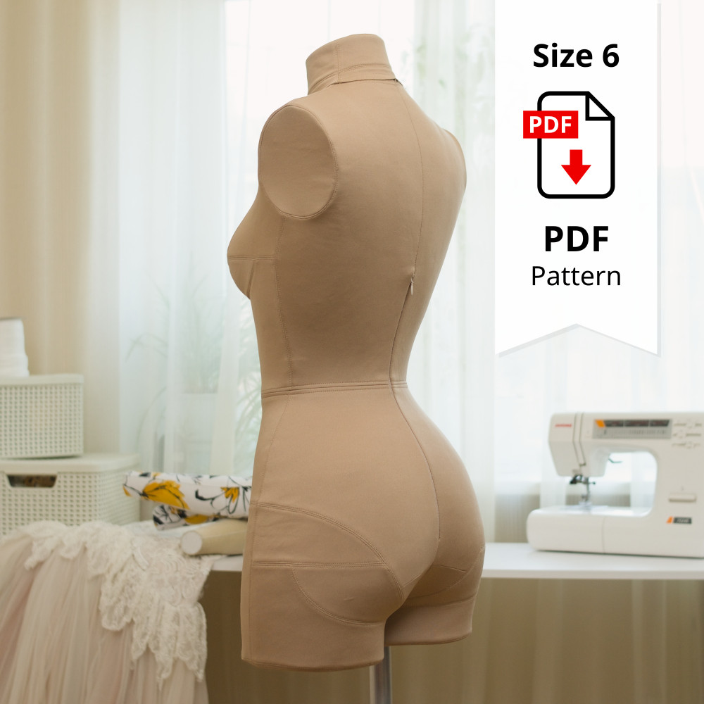 Sewing Pattern for Corset Dress Form Cover Size 6