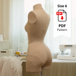 Sewing Pattern for Corset Dress Form Cover Size 6