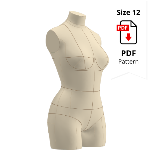 Sewing Pattern for Corset Dress Form Low Stretch Cover Size 12