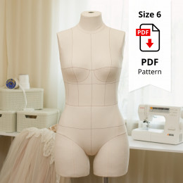 Standard Dress Form Torso Set Size 6 PDF Patterns With Cover Included