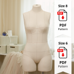 Sewing Pattern for Non-Standard Dress Form Torso Set Size 8-6 With Cover Included