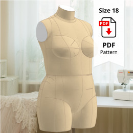 Sewing Pattern for Standard Dress Form Torso Set Size 18