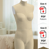 Sewing Pattern for Non-standard Dress Form Torso Set Size 4 - Size 0