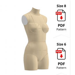 Sewing Pattern for Non-standard Dress Form Torso Set Size 8 - Size 6