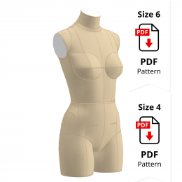 Sewing Pattern for Non-standard Dress Form Torso Set Size 6 - Size 4