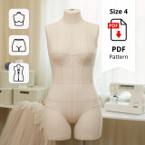 Sewing Pattern for Standard Dress Form Torso Set Size 4 With Cover Included