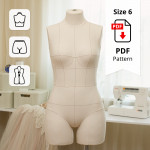 Sewing Pattern for Standard Dress Form Torso Set Size 6 With Cover Included