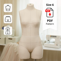 Sewing Pattern for Standard Dress Form Torso Set Size 6 With Cover Included