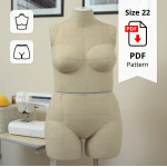 Sewing Pattern for Plus Size Dress Form Torso Set Size 22