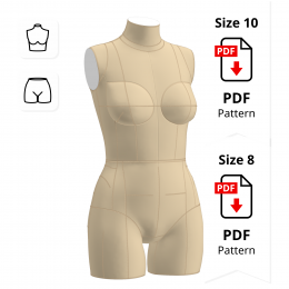 Sewing Pattern for Non-standard Dress Form Torso Set Size 10 - Size 8