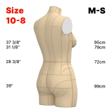 Sewing Pattern for Non-standard Dress Form Torso Set Size 10 - Size 8