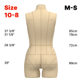 Sewing Pattern for Non-standard Dress Form Torso Set Size 10 - Size 8