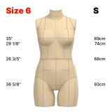Sewing Pattern for Dress Form Torso Set Petite Size 6 (top + bottom)