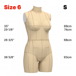 Торс  манекену  розміру 6 розміру для невисоких жінок. Викрійки у форматі PDF