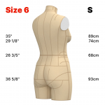 Торс  манекену  розміру 6 розміру для невисоких жінок. Викрійки у форматі PDF