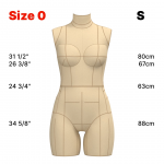 Торс  манекену  розміру 0 розміру для невисоких жінок. Викрійки у форматі PDF