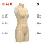 Торс  манекену  розміру 0 розміру для невисоких жінок. Викрійки у форматі PDF