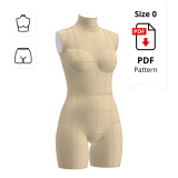 Sewing Pattern for Dress Form Torso Set Petite Size 0 (top + bottom)