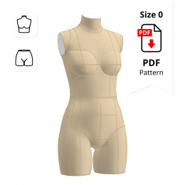Sewing Pattern for Dress Form Torso Set Petite Size 0 (top + bottom)