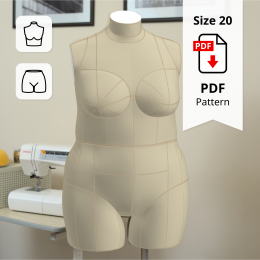 Sewing Pattern for Plus Size Dress Form Torso Set Size 20