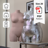 Sewing Pattern for Plus Size Dress Form Torso Set Size 20 With Cover Included