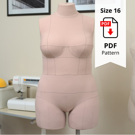 Sewing Pattern for Standard Dress Form Cover Size 16