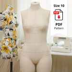 Standard Dress Form Torso Set Size 10 PDF Patterns With Cover Included