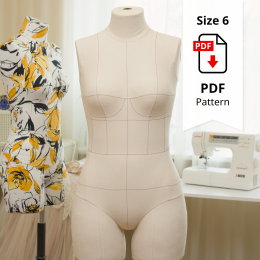 Sewing Pattern for Standard Dress Form Cover Size 6
