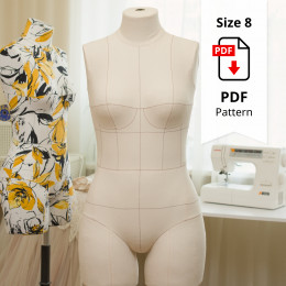 Standard Dress Form Torso Set Size 8 PDF Patterns With Cover Included