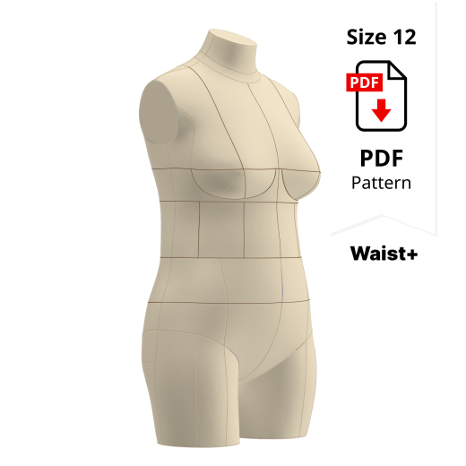 Sewing Pattern for Dress Form Cover Size 12 W+