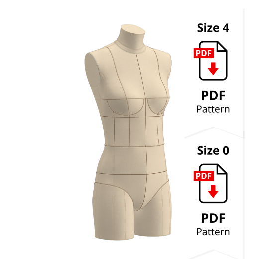 Sewing Pattern for Cover for non-standard Dress Form Size 4-0
