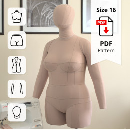 Sewing Pattern for Standard Dress Form Full Set Size 16