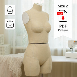 Sewing Pattern for Standard Dress Form Torso Set Size 2