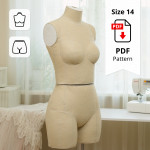Sewing Pattern for Standard Dress Form Torso Set Size 14