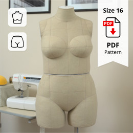 Sewing Pattern for Standard Dress Form Torso Set Size 16