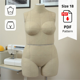 Sewing Pattern for Standard Dress Form Torso Set Size 18