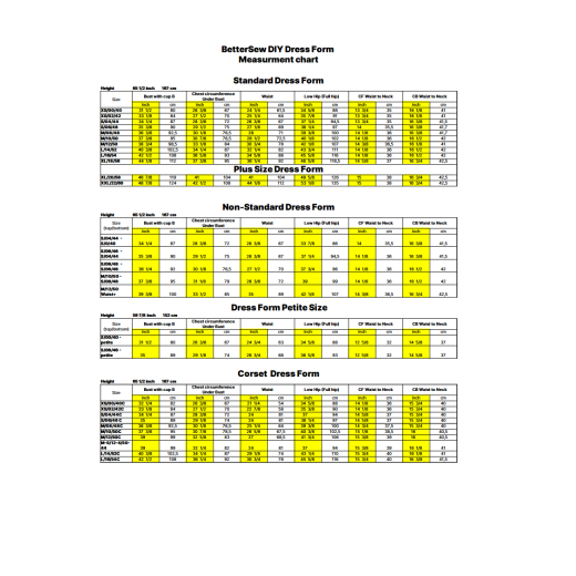 Size/Measurement chart
